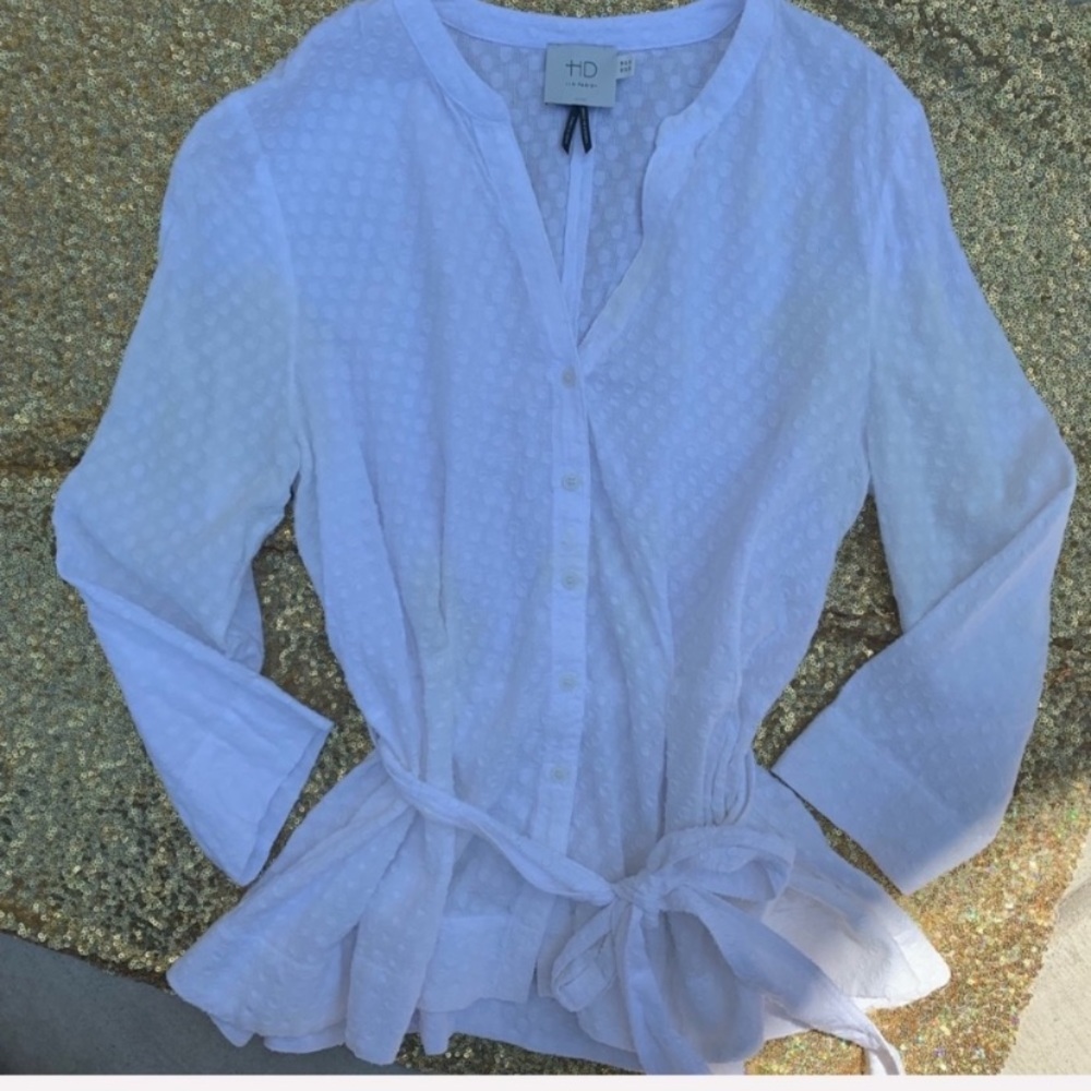 Anthropologie HD in Paris White Tunic with Belt